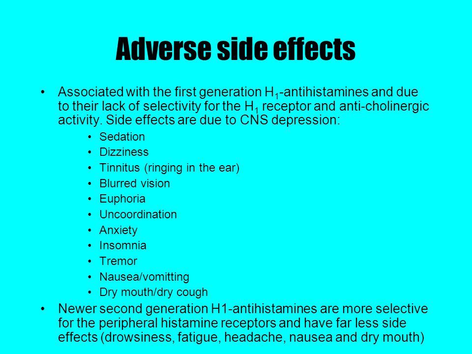 Side effects of antihistamines