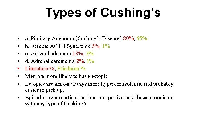 Types of Cushing's syndrome